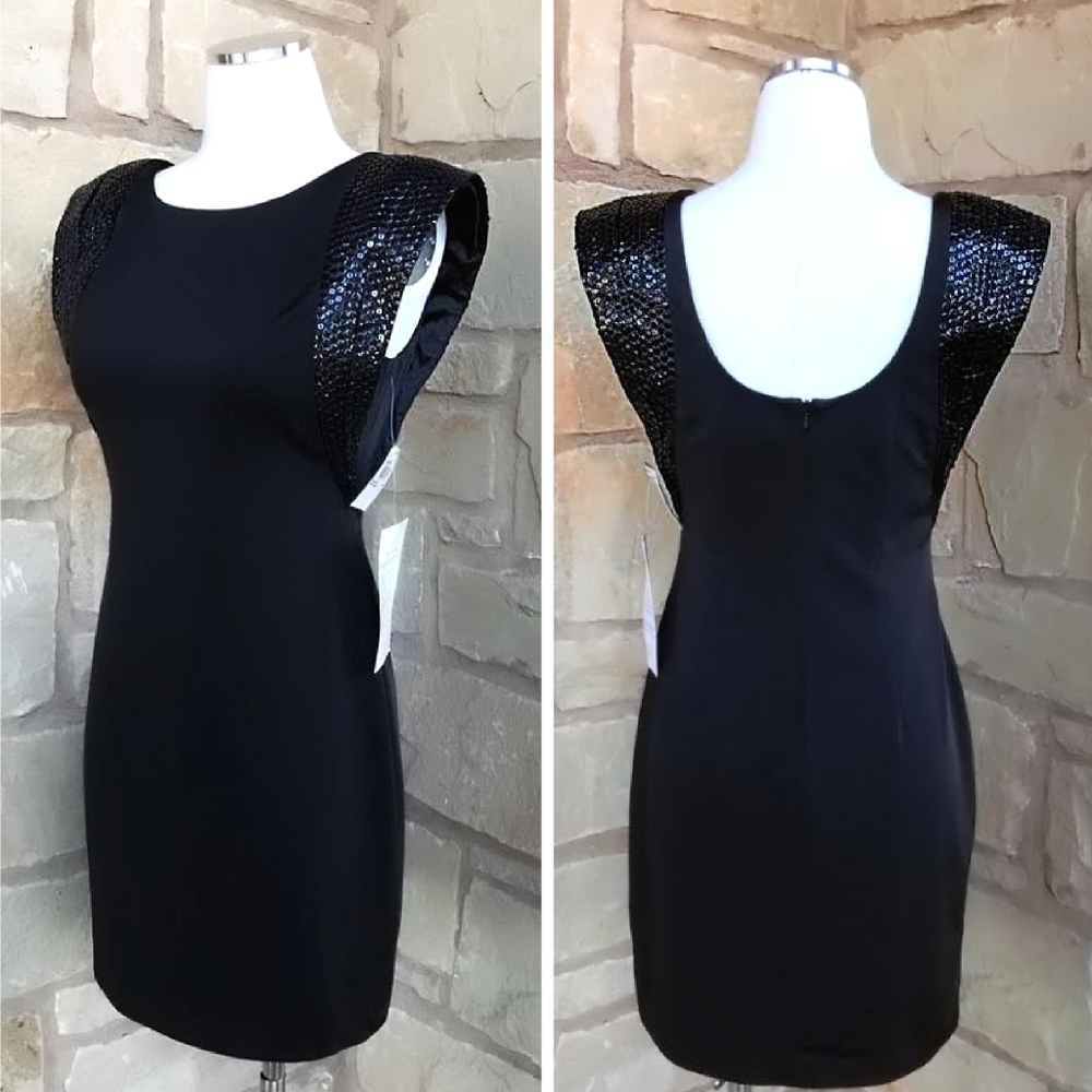 Aidan Mattox NWT Sequin Black Cocktail Dress Sz 2